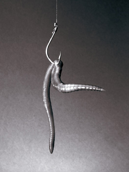A worm on a hook